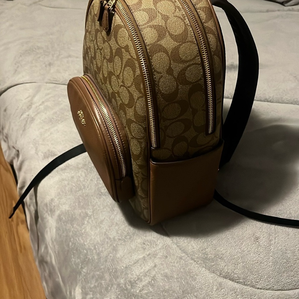New Coach Brown Backpack Compact Monogram Design - Picture 6 of 6
